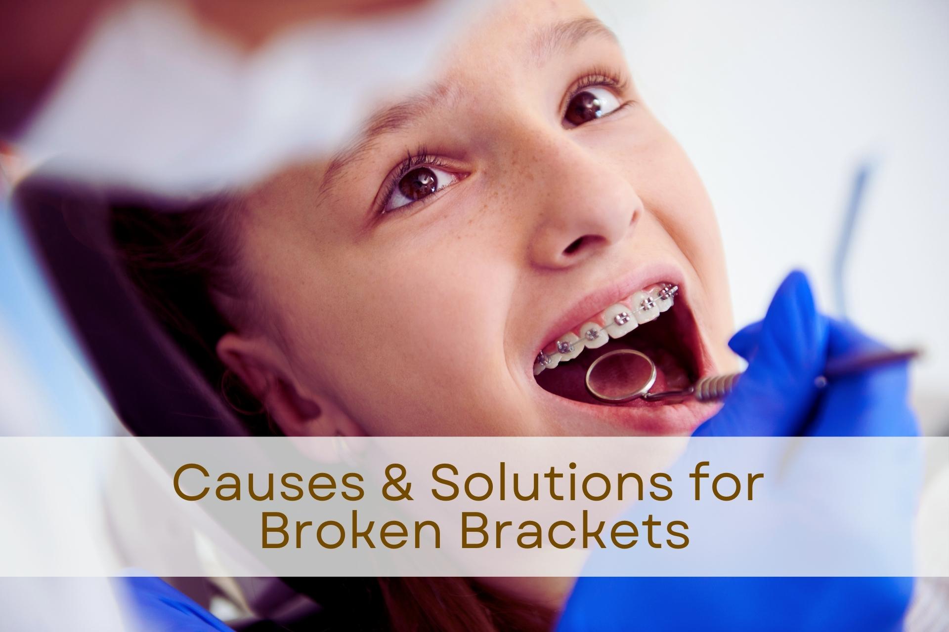 Girl getting broken dental bracket fixed at orthodontist office