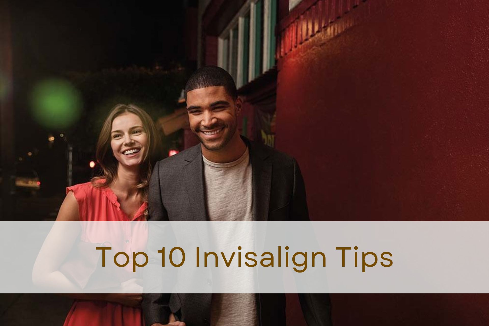 Couple on a date straighten their teeth discreetly using Invisalign clear aligners